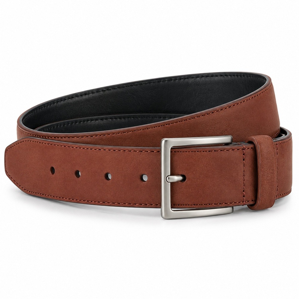 Alfani Mens Belt Rust Brown Silver Tone Buckle Size Small 30-32
